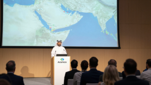 Amin Nasser speaking at an energy conference in London