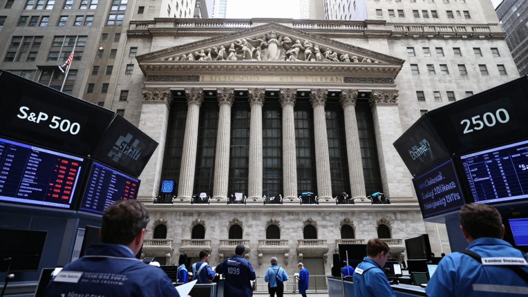 NYSE market displays as investors follow the start of the US earnings season.