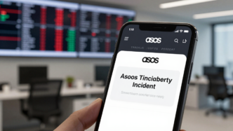 A smartphone displaying a security alert beside a blurred financial-market screen