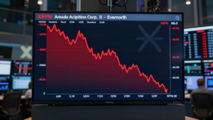 Trading screen showing Armada Acquisition’s XRPN ticker beside a sharp downward price chart.