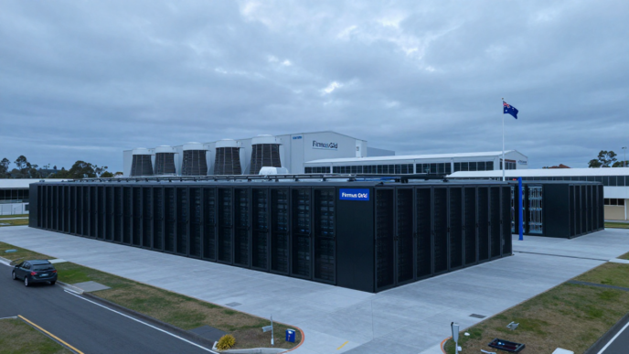 Modern data-centre buildings and cooling infrastructure representing Firmus Grid’s expansion.
