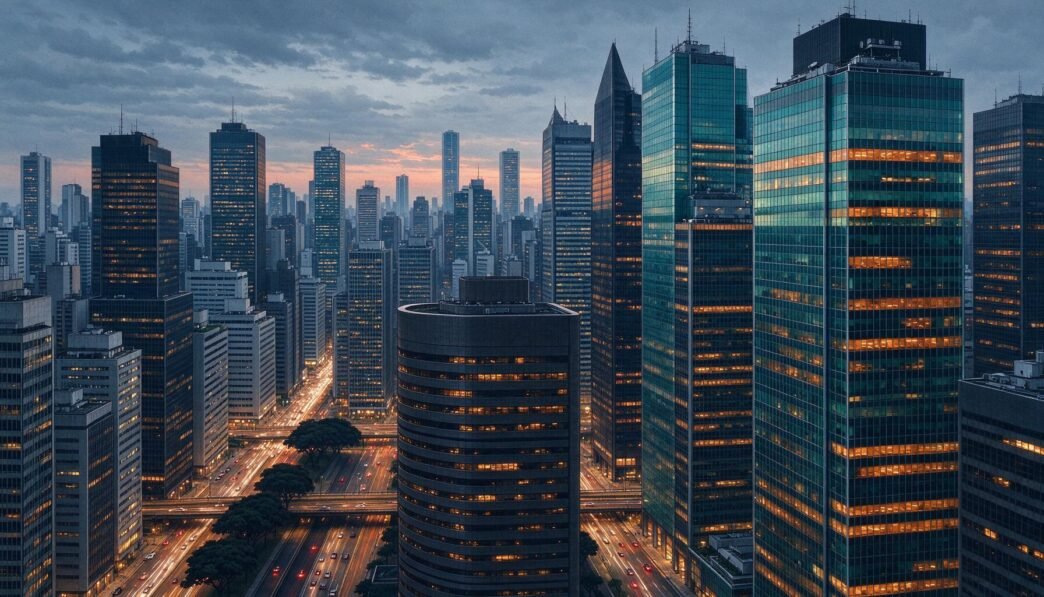 São Paulo skyline and financial district at dusk
