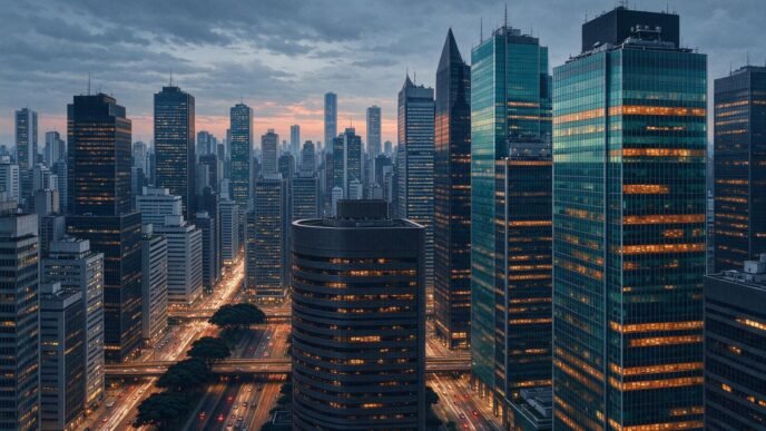 São Paulo skyline and financial district at dusk